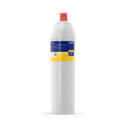 Vooraanzicht van BRITA PURITY C500 MinUp-filterpatroon met witte behuizing, blauw-geel etiket en rode dop