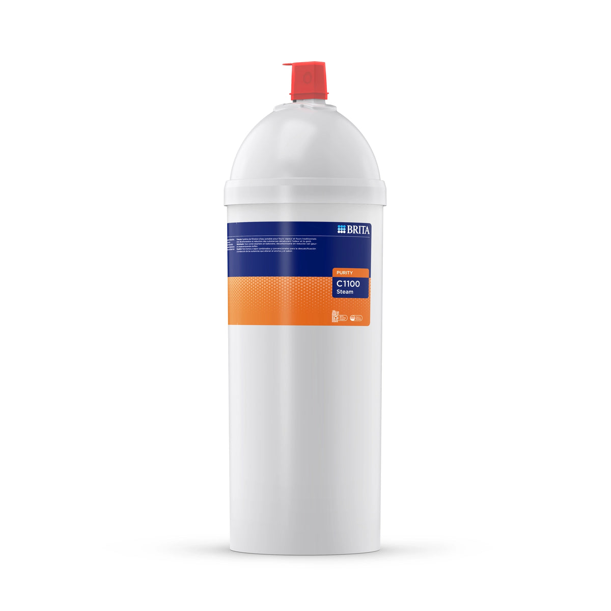 BRITA-waterfilterpatroon PURITY C1100 – Stoom op een witte achtergrond