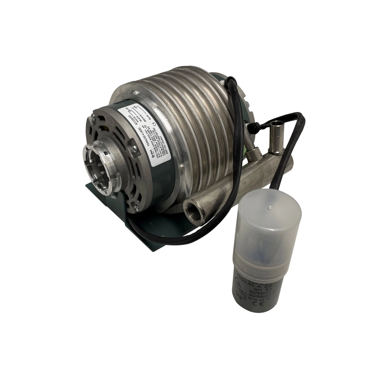 Zijaanzicht van het reserveonderdeel voor de BRITA PROGUARD Gastronomy 200-motor, met metalen behuizing en vastgemonteerde kabel